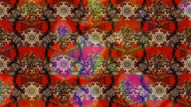 Raster. Düz Çiçek Elementleri Tasarımı. Renkli Bahar Teması çizim şablonu.