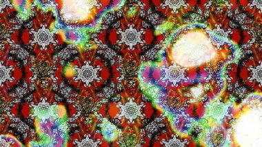 Raster deseni. Raster illüstrasyonu. Küçük çiçekteki sevimli çiçek deseni. Gri, kahverengi ve kırmızı renkte yaz çiçekleri.