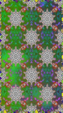 Raster illüstrasyonu. Çiçekler, dallar, bitkiler ve çiçekler. El çizimi. Güzel kumaş deseni.