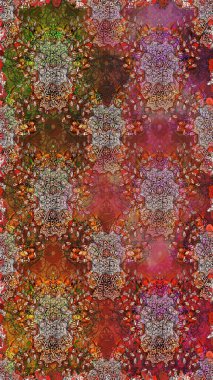 Kahverengi renkli çiçekler. Kumaş desenli papatya çiçekleri ayrıntıları.