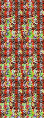 Gri, kırmızı ve kahverengi renkli Asya tekstili. Suluboya çiçekli çiçek deseni. Raster illüstrasyonu.