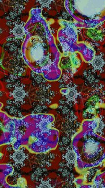 Hediye ambalaj kağıdı, tebrik kartları, posterler ve pankart tasarımı. Kahverengi, mavi ve kırmızı renkte çiçekler. Raster düz çiçek çizim deseni.