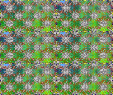 Güzel kumaş deseni. Zentangle soyut çiçekleri. Renkli Bahar Temalı Kusursuz Arkaplan. Karalama çiçeği. Raster illüstrasyonu. Düz Çiçek Elementleri Tasarımı.