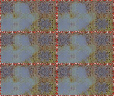 Raster Floral Illustration in cute textile. Elegance seamless pattern with ethnic flowers on brown and neutral colors.