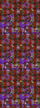 Raster illüstrasyonundaki çiçek desenli çizim. Suluboya tarzında kırmızı, kahverengi ve gri renkte çiçekler.