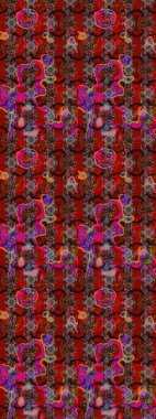 Kırmızı, kahverengi ve siyah renkli şirin çiçek desenleri. Renkli Bahar Teması eskiz kalıbı. Düz Çiçek Elementleri Tasarımı. Raster Modaya uygun kumaş deseni.