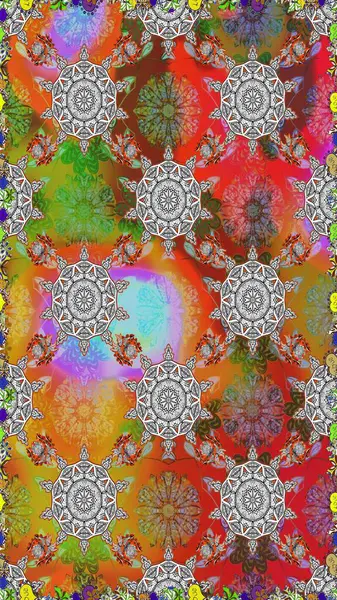 Gri ve kahverengi renkli çiçekler. Çiçekli kusursuz retro desen. Renkli Yaz Temalı Kusursuz Arkaplan. Düz Çiçek Elementleri Tasarımı.