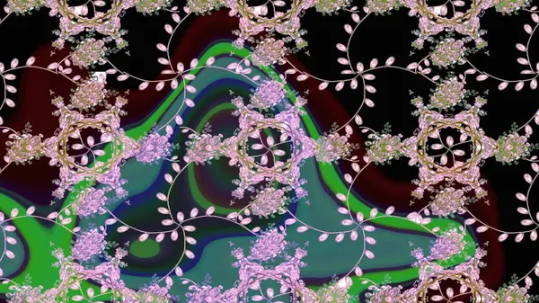 Renkli Bahar Teması eskiz kalıbı. Raster illüstrasyonundaki çiçek desenli çizim. Düz Çiçek Elementleri Tasarımı. Siyah, nötr ve yeşil renkte çiçekler.