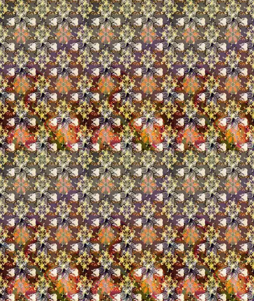 Düz Çiçek Elementleri Tasarımı. Taslak desenli, modaya uygun kumaş deseni. Şirin çiçek elementleri. Raster illüstrasyonu. Renkli Bahar Teması çizim şablonu.