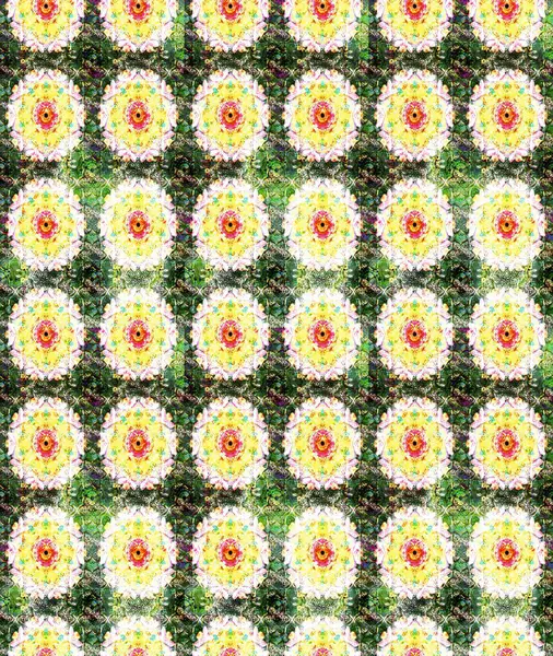 Küçük çiçekli yay deseni çiz. Suluboya tarzında yeşil renkte. Raster illüstrasyonu.