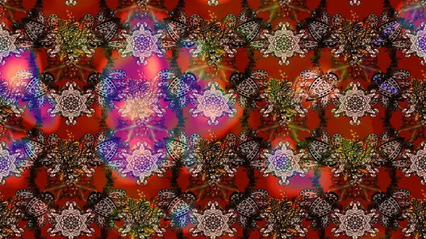 Kahverengi, kırmızı ve siyah renklerde. 3D çiçekler, eskiz. Raster illüstrasyonu.