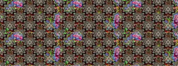 Raster illüstrasyonu. Gri renklerde bahar çiçekleri. Çiçek ve yapraklı karalama şeklinde Raster çiçek deseni.