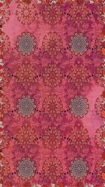 Pembe ve kırmızı renkte çiçekler. Raster illüstrasyonu. Kusursuz çiçek deseni duvar kağıdı için kullanılabilir.