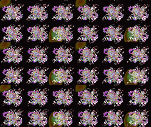 Raster çiçekleri klasik tarzda çizilmiş. Raster illüstrasyonu. Yumuşak, bahar çiçekleri siyah renklerde. Çiçekli yumuşak çizim deseni.