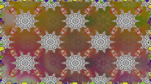 Çiçekli el, pürüzsüz desen çizmiş. Modern gelişim kahverengi ve gri raster arka plan duvar kâğıdı illüstrasyonu klasik çizgili iz sürme desenli çiçekler, çiçekli süsler.