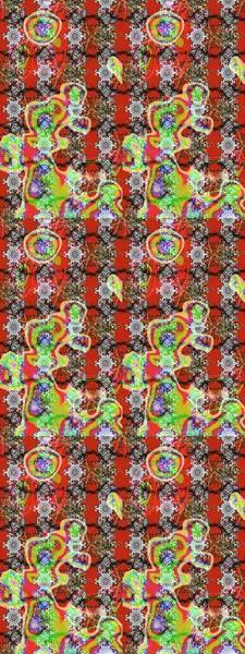 Gri, kırmızı ve kahverengi renkli Asya tekstili. Suluboya çiçekli çiçek deseni. Raster illüstrasyonu.