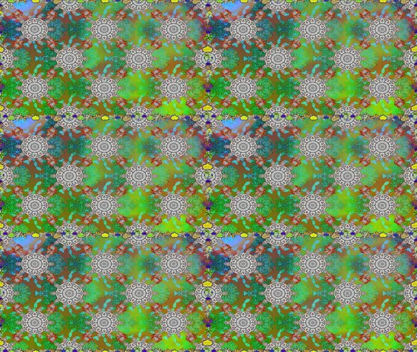 Güzel kumaş deseni. Zentangle soyut çiçekleri. Renkli Bahar Temalı Kusursuz Arkaplan. Karalama çiçeği. Raster illüstrasyonu. Düz Çiçek Elementleri Tasarımı.