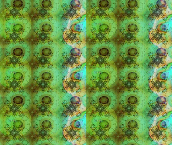 Raster illüstrasyonundaki çiçek desenli çizim. Renkli Bahar Teması eskiz kalıbı. Yeşil renkli çiçekler. Düz Çiçek Elementleri Tasarımı.