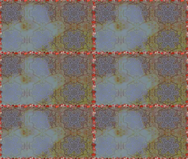 Raster Floral Illustration in cute textile. Elegance seamless pattern with ethnic flowers on brown and neutral colors.