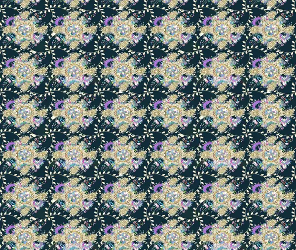 Güzel, parlak, pürüzsüz kumaş, tuval. Eski moda arka plan. Raster illüstrasyonu. Kıvırcık, parlak örgü. Çiçek çelengi. Desen, çizim, çiçek sınırı..