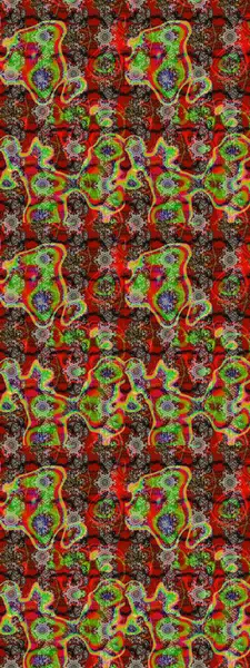 Çiçekler kırmızı, kahverengi ve yeşil renklerde. Raster illüstrasyonu. Çiçek süslemeli çizim deseni.