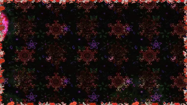 Raster illüstrasyonu. El çizimi. Çiçekli, yapraklı, çiçeksiz çiçek desenli..