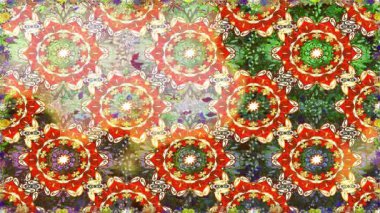 Renkli unsurlarla hareketli arka plan görüntüleri. Çiçekler. Eski model. Bayrak tarzı. Video kaydı. Şablon. Döngü. Kusursuz.. 