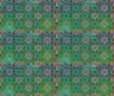 Çiçeklerle suluboya desenli çiçek deseni. Yeşil renkli Asya tekstili. Raster illüstrasyonu.