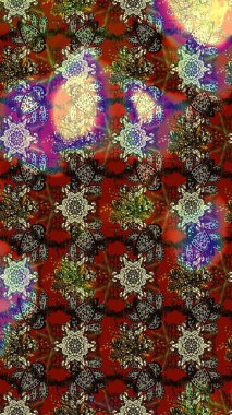 Renkli Bahar Teması eskiz kalıbı. Düz Çiçek Elementleri Tasarımı. Raster..