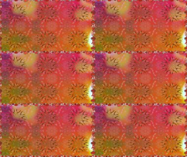 Raster düz çiçekleri pürüzsüz desen. Turuncu ve kahverengi renkli çiçekler. Tasarım hediye paketi, tebrik kartları, posterler ve afiş tasarımı.