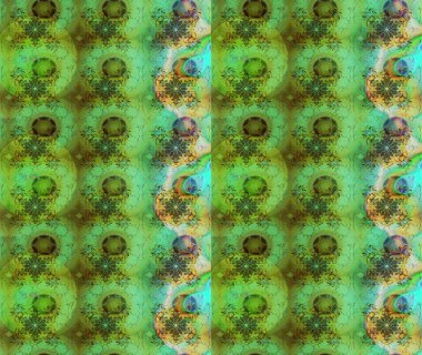 Raster illüstrasyonundaki çiçek desenli çizim. Renkli Bahar Teması eskiz kalıbı. Yeşil renkli çiçekler. Düz Çiçek Elementleri Tasarımı.