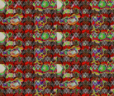 Kumaş, duvar kağıdı ve kağıt üzerine baskı yapmak için gelişen arka plan. Moda arka planında parlak buketler. Eski usul küçük çiçekli şirin bir eskiz deseni. Raster illüstrasyonu.