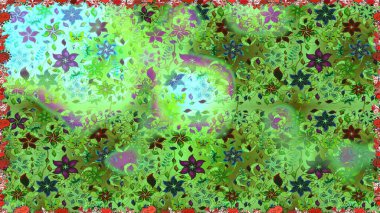 Yeşil ve nötr renklerde çiçekler. Çiçekli karalama şeklinde Raster çiçek deseni. Nazikçe, güzel çiçek arkaplanı..
