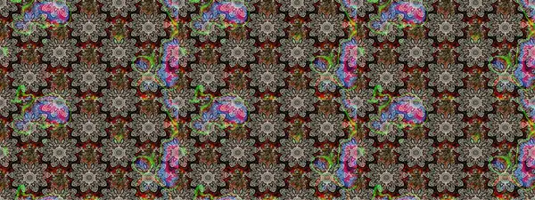 Raster illüstrasyonu. Gri renklerde bahar çiçekleri. Çiçek ve yapraklı karalama şeklinde Raster çiçek deseni.