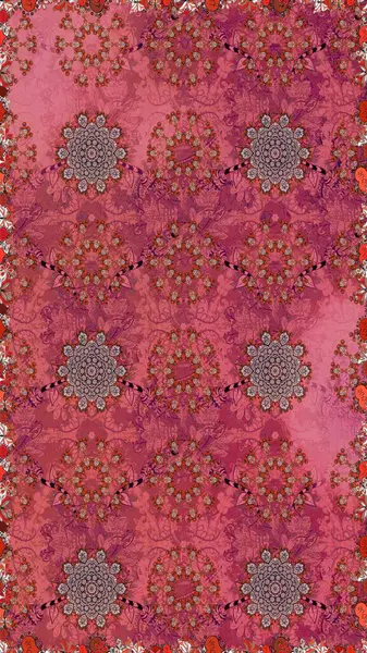 Pembe ve kırmızı renkte çiçekler. Raster illüstrasyonu. Kusursuz çiçek deseni duvar kağıdı için kullanılabilir.