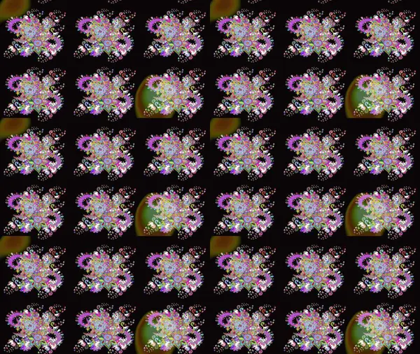 Raster çiçekleri klasik tarzda çizilmiş. Raster illüstrasyonu. Yumuşak, bahar çiçekleri siyah renklerde. Çiçekli yumuşak çizim deseni.