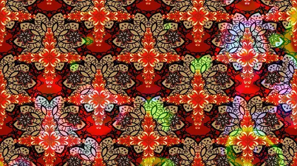 Modern çiçek arkaplanı. Halk tarzı. Parlak renkli çiçekli ve kırmızı yapraklı harika bir çiçek deseni. Moda baskıları için zarif bir şablon.