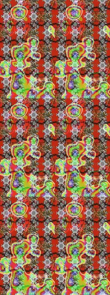 Gri, kırmızı ve kahverengi renkli Asya tekstili. Suluboya çiçekli çiçek deseni. Raster illüstrasyonu.