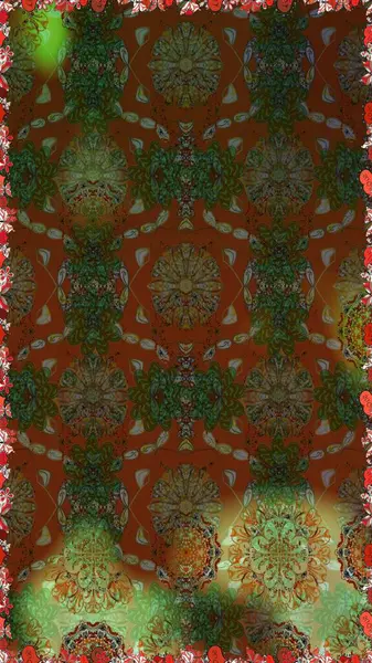 Çiçekli, suluboya desenli kusursuz çiçek deseni. Düz Çiçek Elementleri Tasarım Raster illüstrasyonu. Kahverengi ve yeşil renkte çiçekler. Renkli Bahar Teması: Kusursuz Arkaplan.