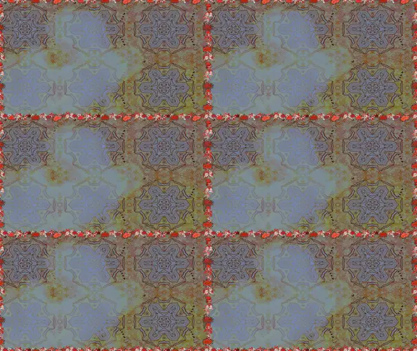 Raster Floral Illustration in cute textile. Elegance seamless pattern with ethnic flowers on brown and neutral colors.