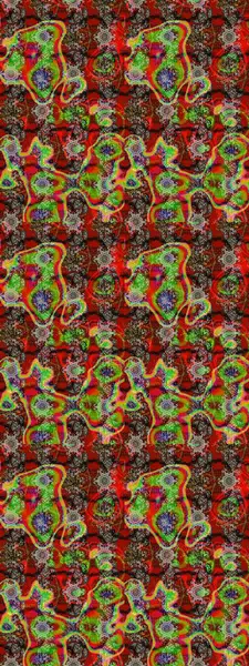 Çiçekler kırmızı, kahverengi ve yeşil renklerde. Raster illüstrasyonu. Çiçek süslemeli çizim deseni.