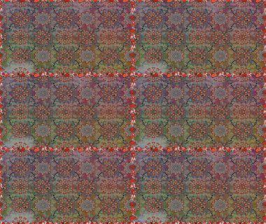 On brown and gray colors. 3d flowers, seamless. Raster illustration.