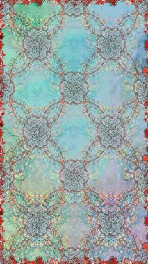 Raster deseni. Karalama çiçekleri kusursuz desen. Sanat insana ilham verir ve doğal bir şekilde çiçek bırakır. Mavi ve nötr el çizimi desen.