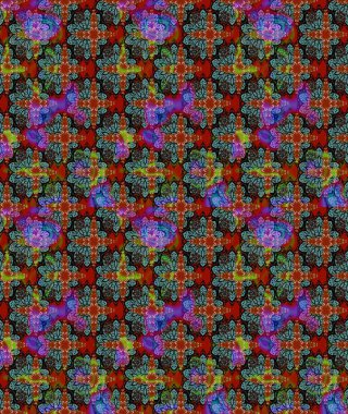 El çizimi çiçek çizimi deseni (fayans). Tekstil için suluboya eskiz deseni. Şirin çiçekli, desenli, kahverengi çizim deseni.