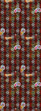 Raster illüstrasyonu. Gri, kahverengi ve kırmızı renklerde bahar çiçekleri. Çiçek ve yapraklı karalama şeklinde Raster çiçek deseni.