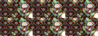 Raster illüstrasyonu. Kahverengi, gri ve yeşil renklerde. Çiçekli güzel suluboya desen.