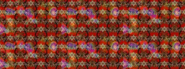 Kahverengi, kırmızı ve bej renkli çiçekler. Raster illüstrasyonunda çiçek deseni çizimi.