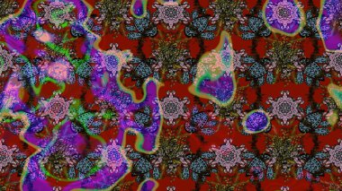 Çiçekler kırmızı, kahverengi ve gri renklerde. Düz Çiçek Elementleri Tasarımı. Raster illüstrasyonundaki çiçek desenli çizim. Renkli Yaz Teması çizim şablonu.