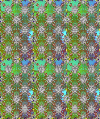 Yeşil ve gri renkte yaz çiçekleri. Çiçekli karalama şeklinde Raster çiçek deseni. Raster illüstrasyonu.