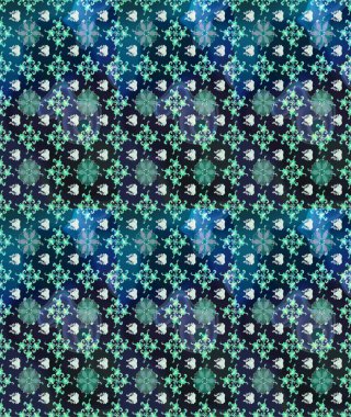 Soyut etnik raster çizim kalıbı. Kabile sanatı boho baskısı, klasik çiçek arkaplanı. Arkaplan dokusu, duvar kağıdı, mavi ve gri renkli çiçek teması.